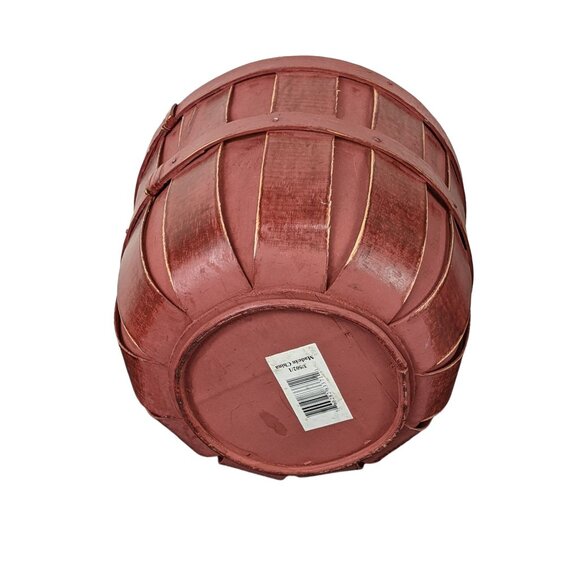 Rustic Red Wooden Basket With Sturdy Slats & Protective Coating - Picture 2 of 5